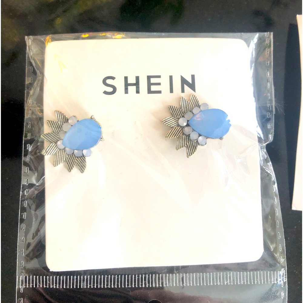 Shein blue and silver gem earrings
